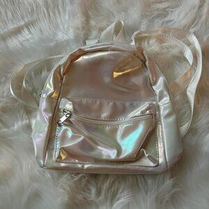 White Pearlescent Mini Backpack